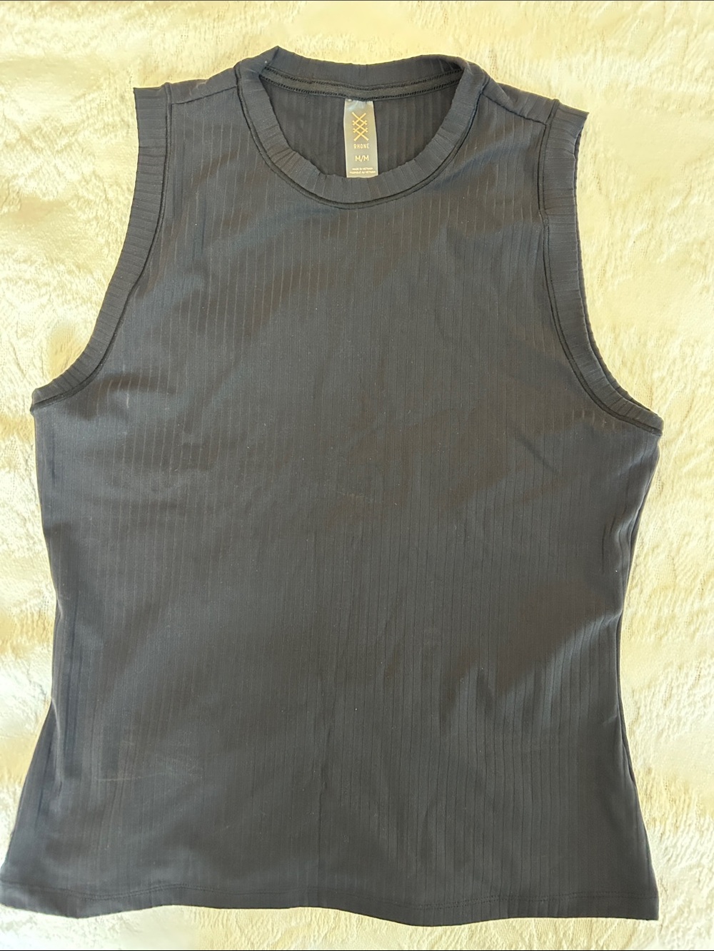 RHONE Black Ribbed Sleeveless Tank